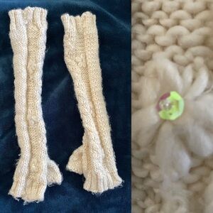 VINTAGE Y2K Knit FINGERLESS GLOVES With Iridescent SEQUINS Girls Teen Size